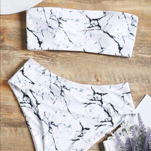 Marble High Wasted Baiting Suit